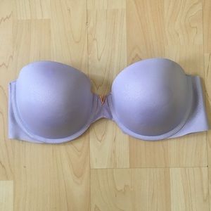 32D Strapless Glittered Lilac Bra
